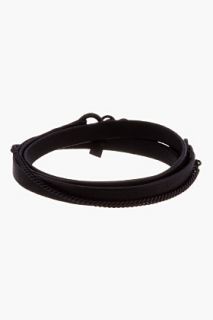 Julius Black Leather Wraparound Bracelet