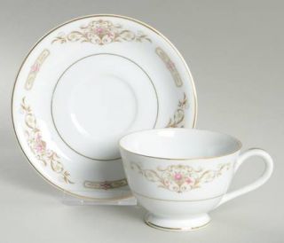 Rose (Japan) Kathy Footed Cup & Saucer Set, Fine China Dinnerware   Flowers In B