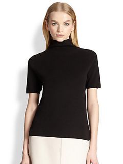 MaxMara Silk & Cotton Turtleneck Sweater   Black
