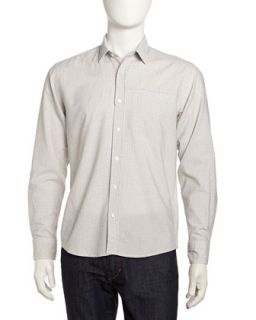 Embroidered Long Sleeve Dress Shirt, Tan