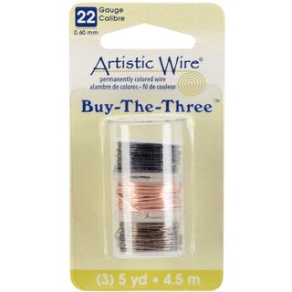 Artistic Wire Buy The Three 3/pkg 22 Gauge Black/natural/gunmetal 5 Yd/ea