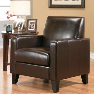 Abbyson Living Frankfurt Dark Brown Bi cast Leather Armchair (Dark brownDimensions 34 inches high x 31 inches wide x 28 inches deep Minor assembly required Legs located underneath chair in zipper pouch )