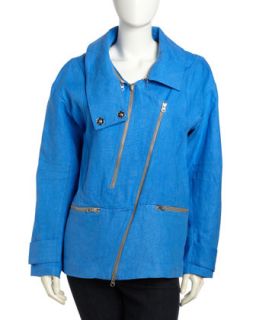 Stanton Linen Zipper Jacket, Flax