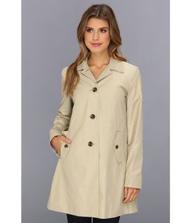 Cole Haan Single Breasted Raincoat With Button Closure Center Back Pleat Womens Coat (White)
