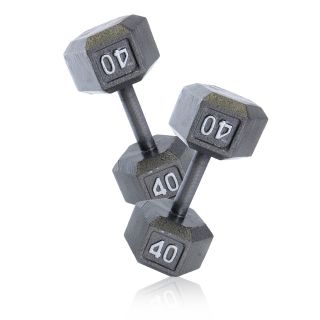 Cap Barbell 40 Lb Pair Of Cast Iron Hex Dumbbells (set Of 2) (40 pounds eachDurable constructionHex shape design to prevent the dumbbells from rolling, as well as provide easier storageComfort of the ergonomic hand gripsCast iron with steel handlesSemi gl