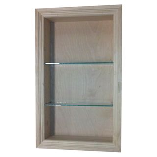 24 inch Recessed In The Wall Newberry Niche (NaturalMaterial Glass, pine Can be painted or stainedDimensions 25.5 inches high x 15.5 inches wide x 3.5 inches deep Glass, pine Can be painted or stainedDimensions 25.5 inches high x 15.5 inches wide x 3.5