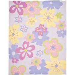 Handmade Childrens Daisies Violet New Zealand Wool Rug (4 X 6)