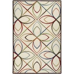 Hand tufted Grandeur Ivory Geometric Wool Rug (5 X 8)