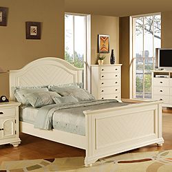 Napa White King size Bed (White Chevron pattern veneer on head board and foot boardThis bed features solid wood for long lasting durabilityBox spring is requiredDimensions 84 inches high x 87 inches wide x 60 inches deepAssembly required. This product sh