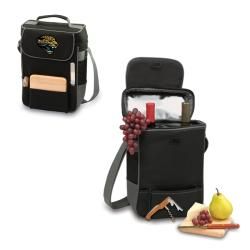 Picnic Time Jacksonville Jaguars Duet Tote (BlackComes with wine and cheese service for two InsulatedAdjustable shoulder strapDimensions 14 inches high x 10 inches wide x 6 inches deepIncludesOne (1) 6 x 6 inch cheese boardStainless steel cheese knife wi