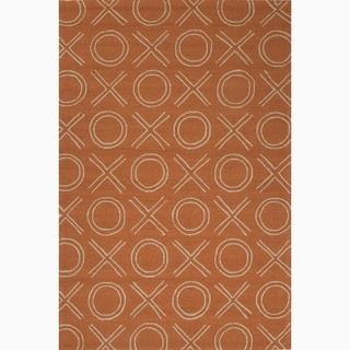 Hand made Orange/ Ivory Polypropylene Durable Rug (7.6x9.6)