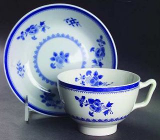 Spode Gloucester Blue (No Trim) Canton Shape Oversized Cup & Saucer Set, Fine Ch