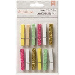 Whittles Clothespins .25x1.875 12/pkg charm Glitter   Solid