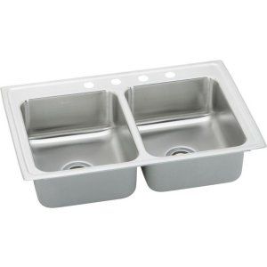 Elkay PSR33194 Pacemaker Top Mount Stainless Steel Double Bowl Kitchen Sink, Sta