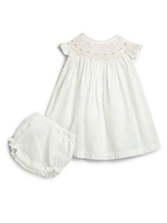 Kissy Kissy Infants Smocked Dress & Bloomers Set   White Pink
