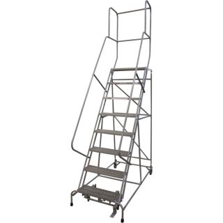 Cotterman (Rolling) Ladder w/CAL OSHA Rail Kit   80 Inch Max. Height