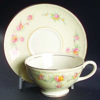 Homer Laughlin  Countess Footed Cup & Saucer Set, Fine China Dinnerware   Eggshe