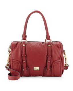 Belted Leather Satchel, Red