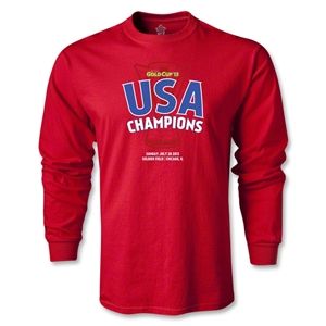 Euro 2012   USA CONCACAF Gold Cup 2013 Champions LS T Shirt (Red)