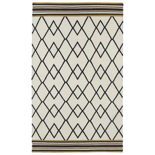 Flatweave Tribeca Ziggy Black Wool Rug (8 X 10)