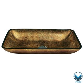 Vigo Rectangular Copper Glass Vessel Bathroom Sink