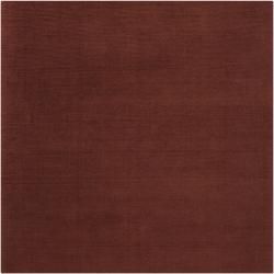 Hand crafted Rust Red Solid Casual Ridges Wool Rug (99 Square)