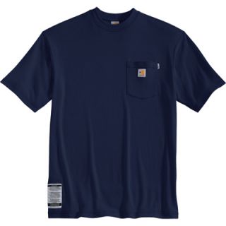 Carhartt Flame Resistant Short Sleeve T Shirt   Dark Navy, Small, Regular Style,