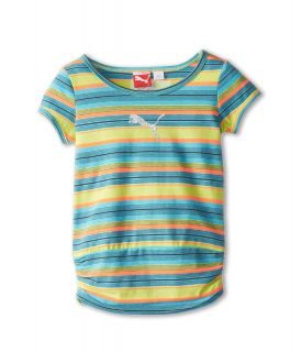 Puma Kids S/S Stripe Cinched Tunic Girls T Shirt (Yellow)