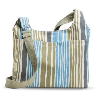 Canvas Striped Crossbody Handbag   Blue