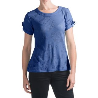 Woolrich Bellevue Burnout Cotton T Shirt   Short Tie Sleeve (For Women)   BREEZE (L )