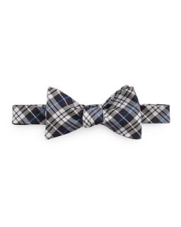 Plaid Bow Tie, Gray/Blue