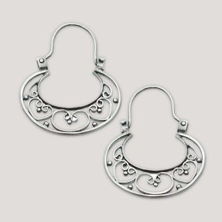 Novica Our Three Hearts Sterling Silver Hoop Earrings   World Market