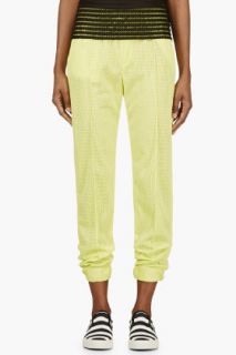 Msgm Chartreuse Mesh Trousers