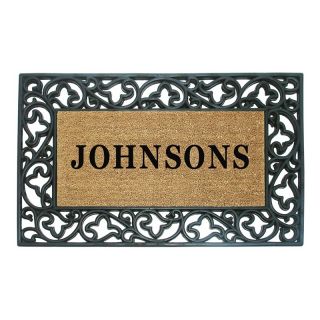 Creative Accents Wrought Iron Rubber Coir Mat Acanthus Border with Optional