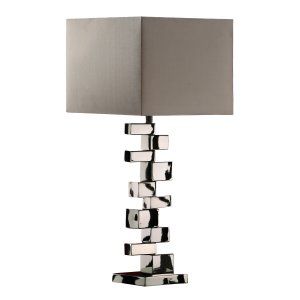Dimond Lighting DMD D1619 Emmaus Table Lamp in Chrome with Grey Faux Silk Shade