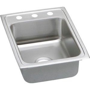 Elkay PSR17223 Pacemaker Top Mount 3 Hole Single Bowl Kitchen Sink, Stainless St