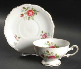 Mitterteich Old Dresden Rose Footed Cup & Saucer Set, Fine China Dinnerware   Pi