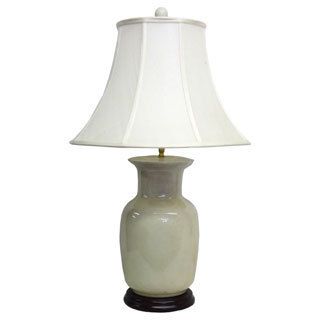 1 light Round Cream Crackle Porcelain Table Lamp