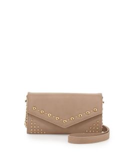 Simone Studded Faux Leather Cross Body Wallet, Nude