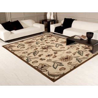 Transitional Medium Petals And Leaves Area Rug (53 X 74)