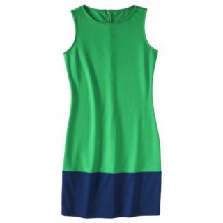 Merona Womens Ponte Color Block Hem Dress   Green/Blue   M