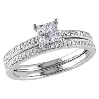 Tevolio 0.3 CT.T.W. Princess Cut Diamond Wedding Ring in 10K White Gold (GH I2