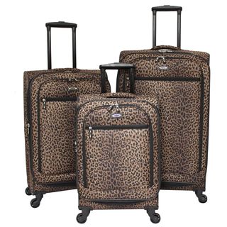Cheetah 3 piece Expandable Spinner Polyester Luggage Set (Polyester jacquardPockets Front exterior pocket, interior mesh pocketTop carrying handlesWheeled YesWheeled type 360 degree rolling ball bearingDesigner print easy to identify when travelingSpac