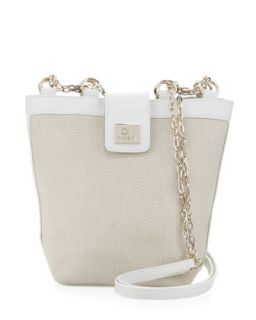 Woven Chain Strap Shoulder Bag, White