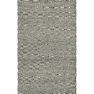 Hand woven Poplin Smoke Wool/ Cotton Rug (23 X 39)