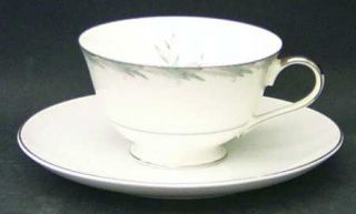 Wentworth Marion Footed Cup, Fine China Dinnerware   Blue & Gray Leaves