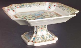 Spode Jewel Turquoise & Pearls Square Compote   Height x Width, Fine China Dinne