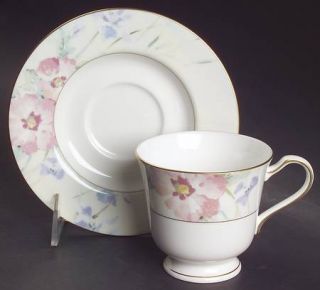 Mikasa Matisse Footed Cup & Saucer Set, Fine China Dinnerware   Pastel Abstract