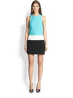 4.collective Basketweave Colorblock Dress   Turquoise