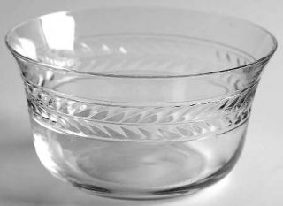 Unknown Crystal Unk192 Finger Bowl   Clear, Polished Laurel Cut Around Bowl